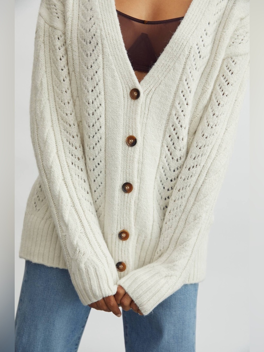 Anthropologie Classic Pointelle Cardigan | Small